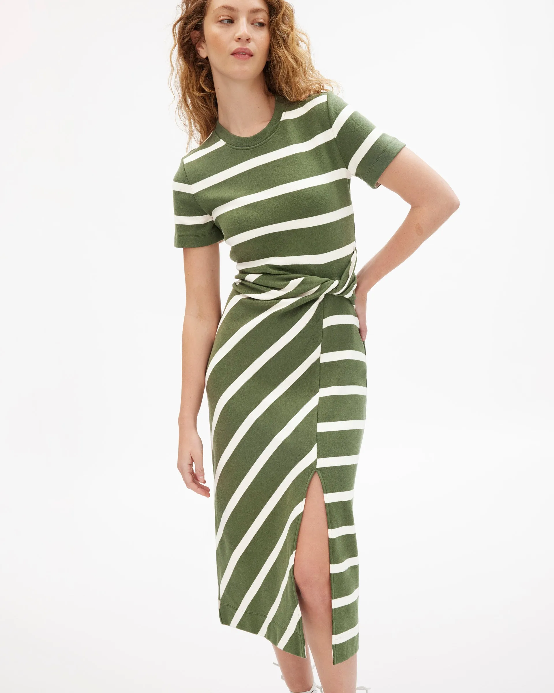 Short Sleeve Striped Cody Dress Relaxed and Effortless Floral-Pattern