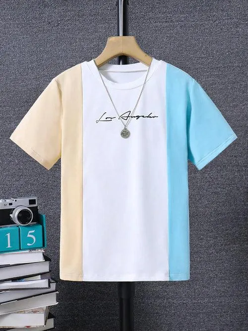 Short Sleeved T-Shirt For Boys Aged 7-13, Contrasting