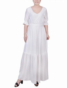 Short Sleeve Tiered Maxi Dress Glossy Finish Short Sleeve Tiered Maxi Dress Cozy Design Smooth Mood