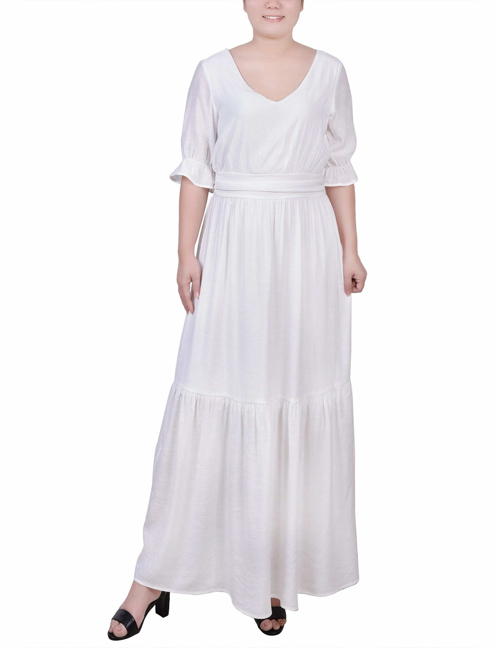 Short Sleeve Tiered Maxi Dress Relaxed Style Wear