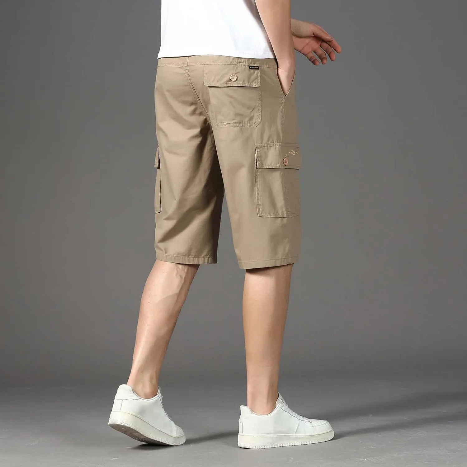 Shorts Men Cargo Men's Hiking Cargo Shorts Straight Below Knee Length Multi-Pockets Lightweight 3/4 Capri Pants