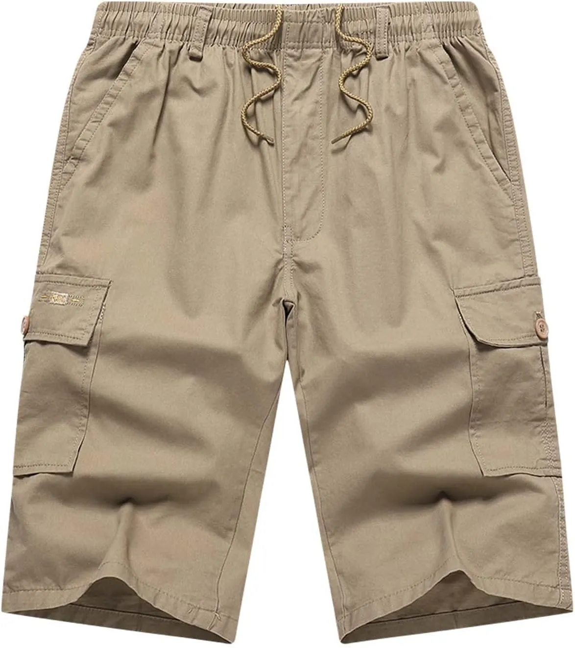 Shorts Men Cargo Men's Hiking Cargo Shorts Straight Below Knee Length Multi-Pockets Lightweight 3/4 Capri Pants