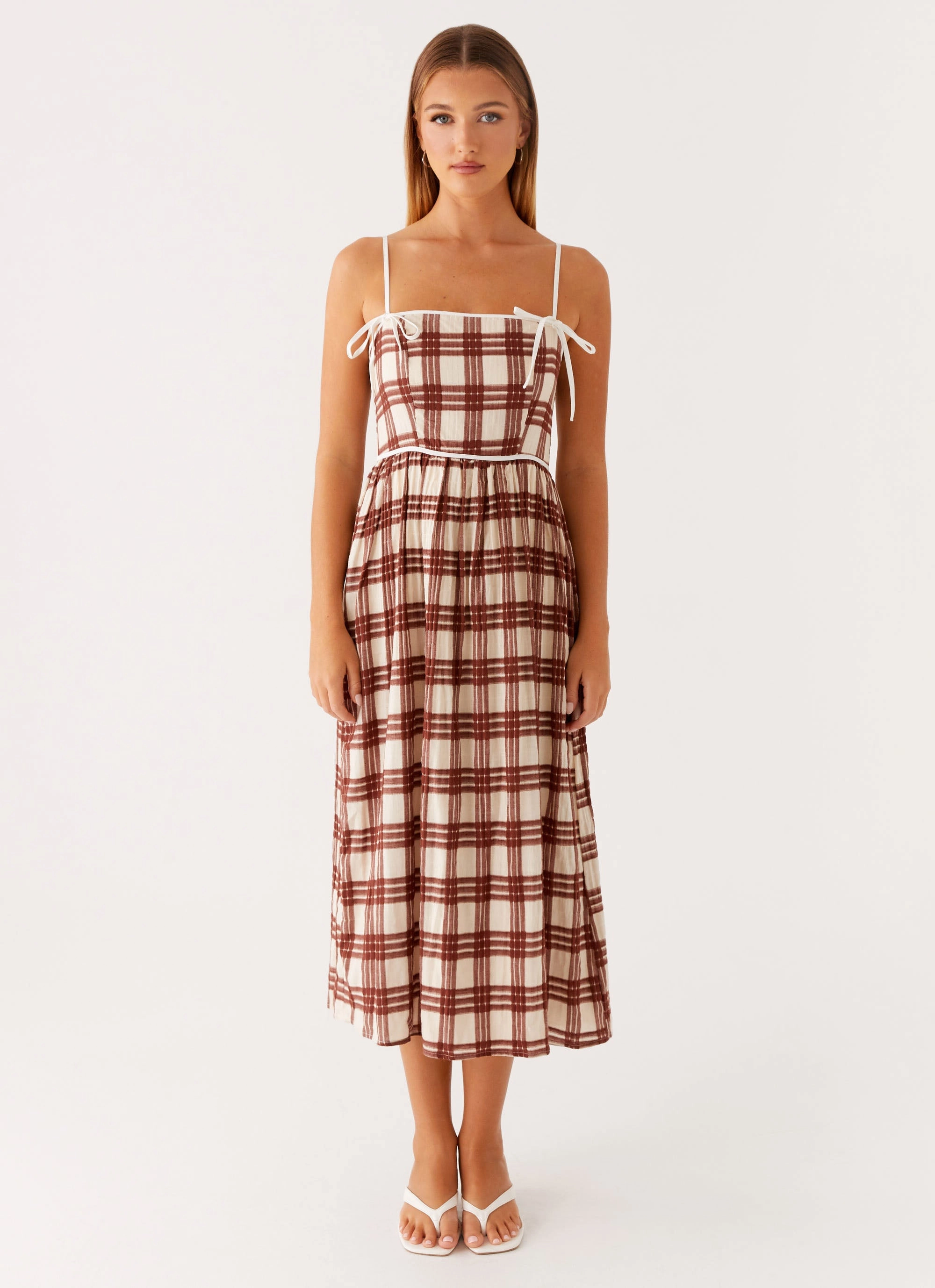 Shyanne Midi Dress - Chocolate Check Glam Feel