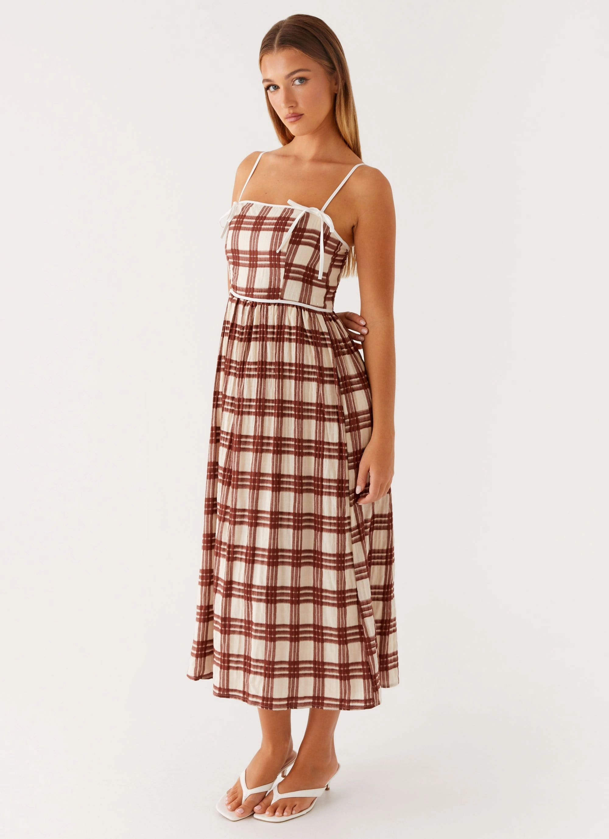 Clean Fit Shyanne Midi Dress - Chocolate Check