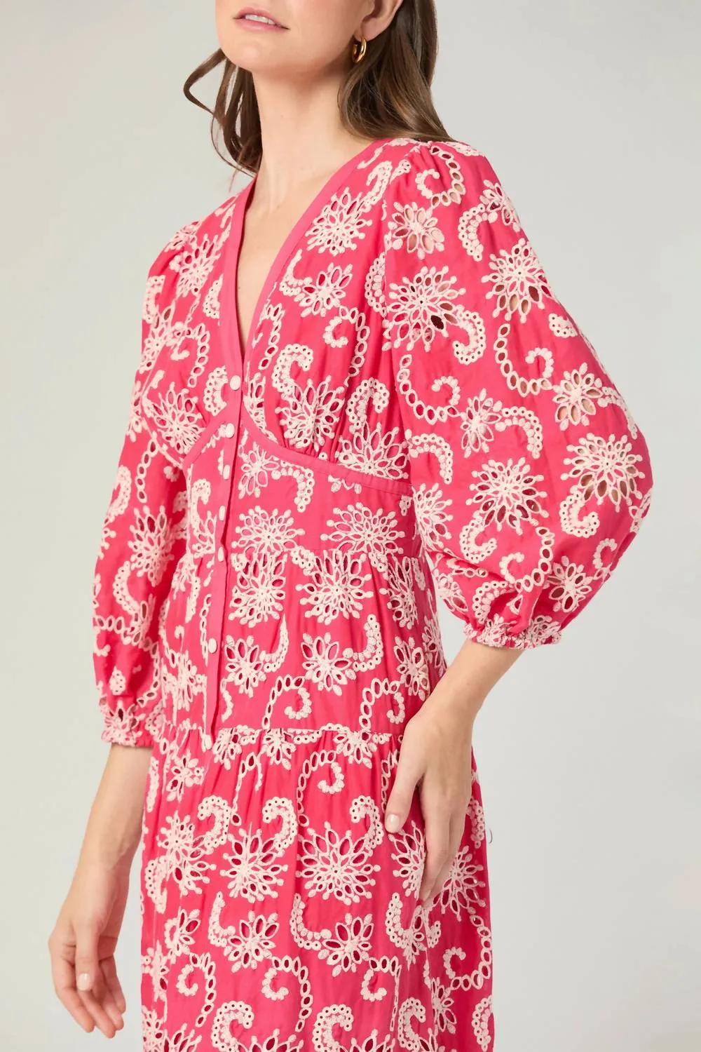 Life Soft Sleek and Flattering Sicily Dress in Raspberry/Ivory