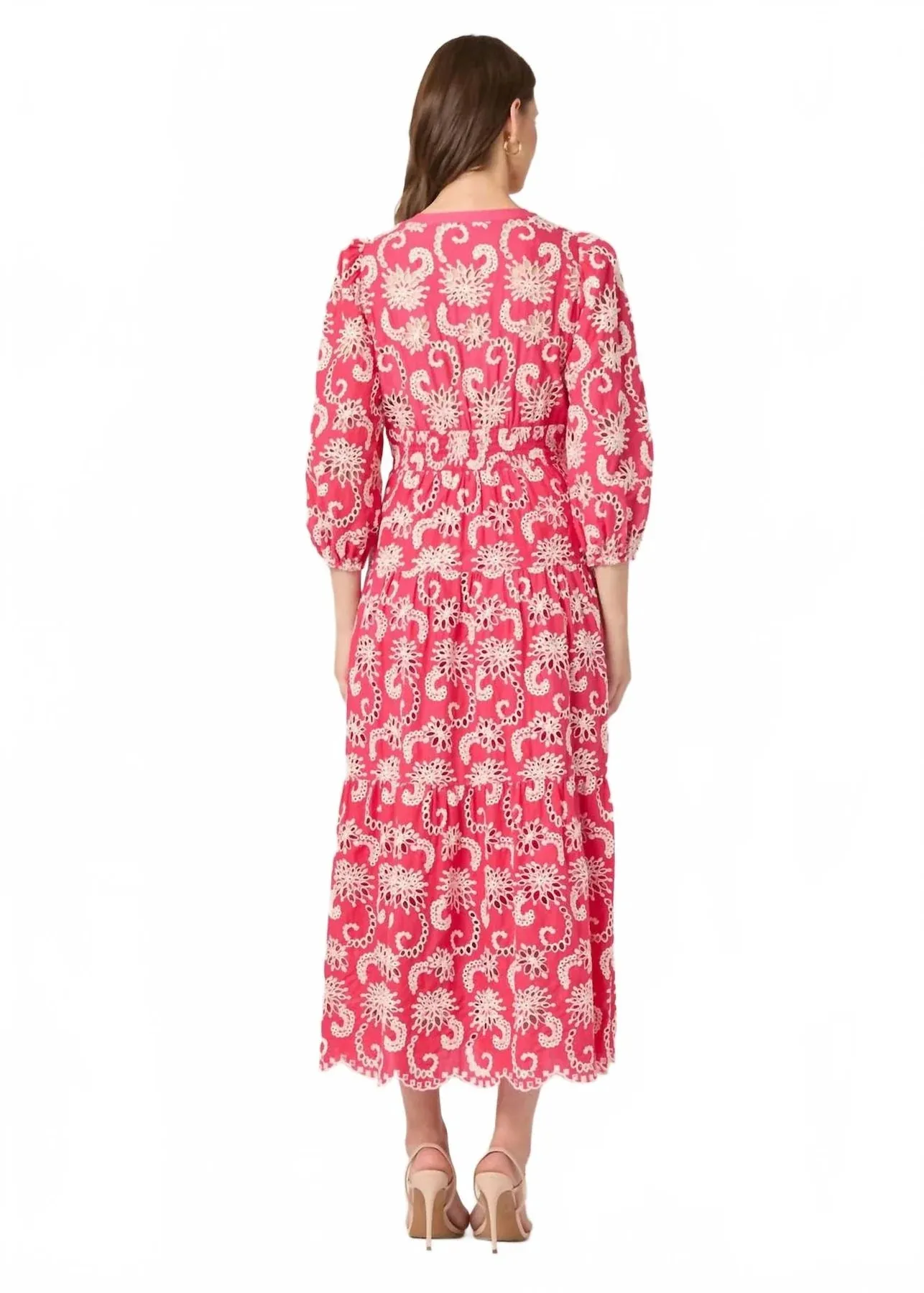 Trendy Piece Cozy Comfort Sicily Dress in Raspberry/Ivory
