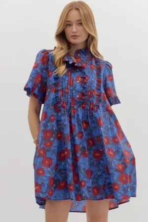 Side Ruching Clover Floral Babydoll Dress Edgy Look All Fit Style Clover Floral Babydoll Dress