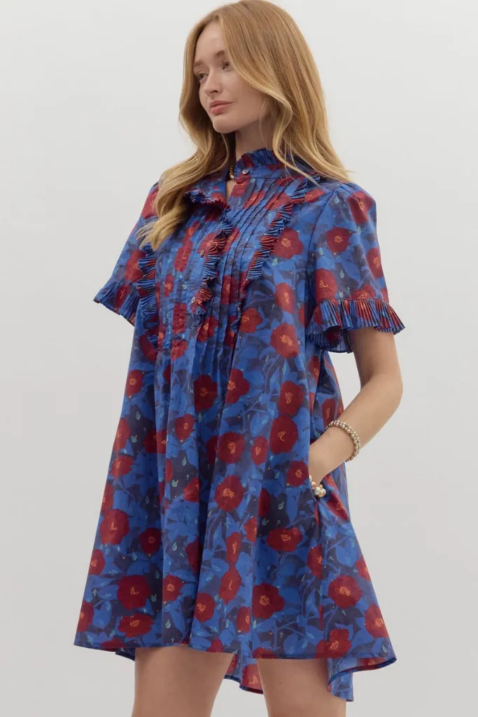 Breath Ease Subtle Motion Clover Floral Babydoll Dress