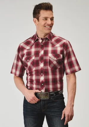 Side slits Roper Mens 1974 Plaid Red Cotton Blend S/S Shirt Roomy Cut Warm Weather Wear Roper Mens 1974 Plaid Red Cotton Blend S/S Shirt