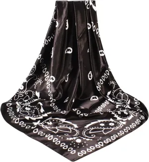 Silk Feeling Scarf Medium Square Satin Lightweight Head Neck Scarf for Women Hair Fashion Sleeping at Night