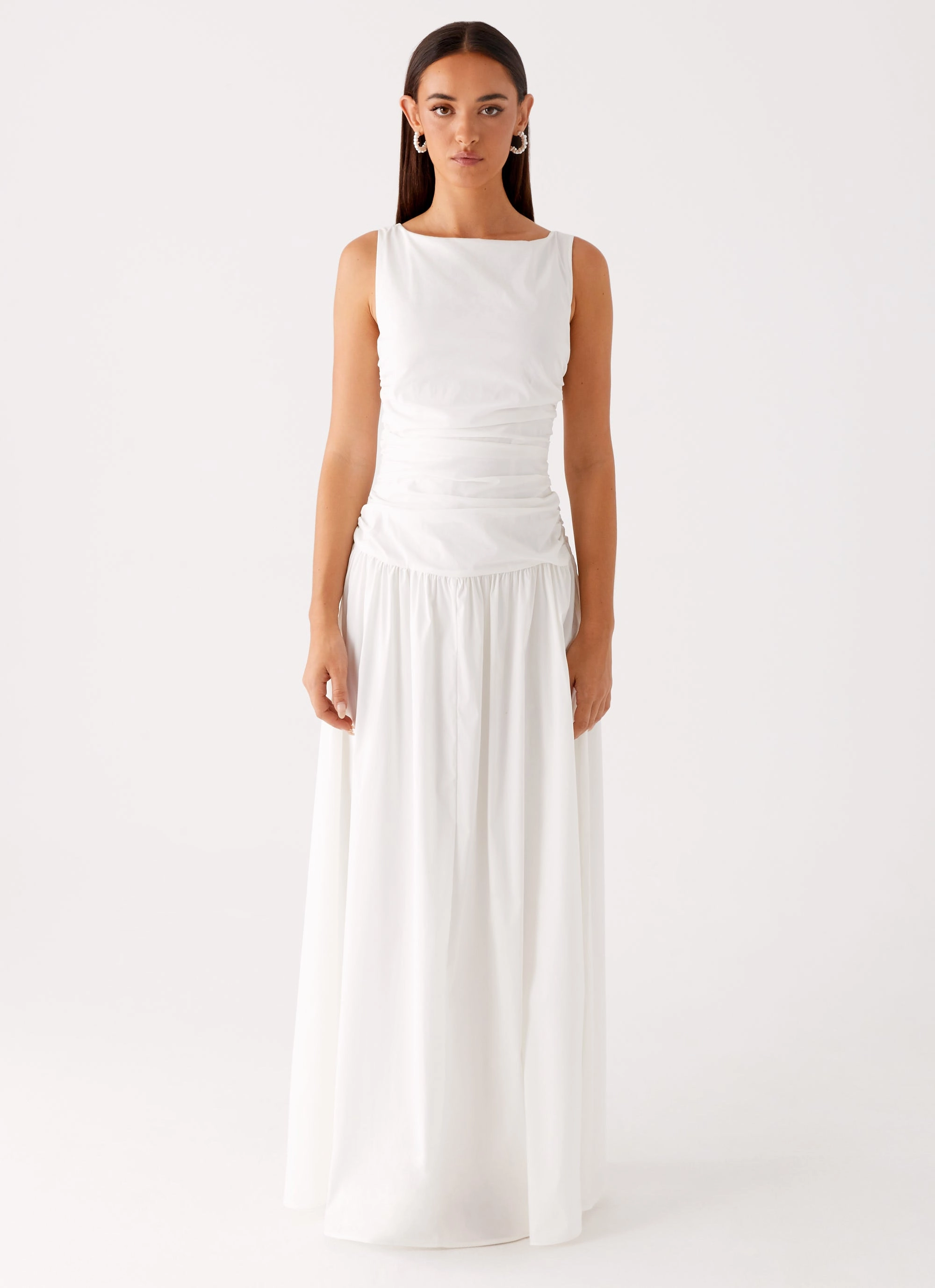 Urban Chic Elegant holiday wear Carmel High Neck Maxi Dress - White