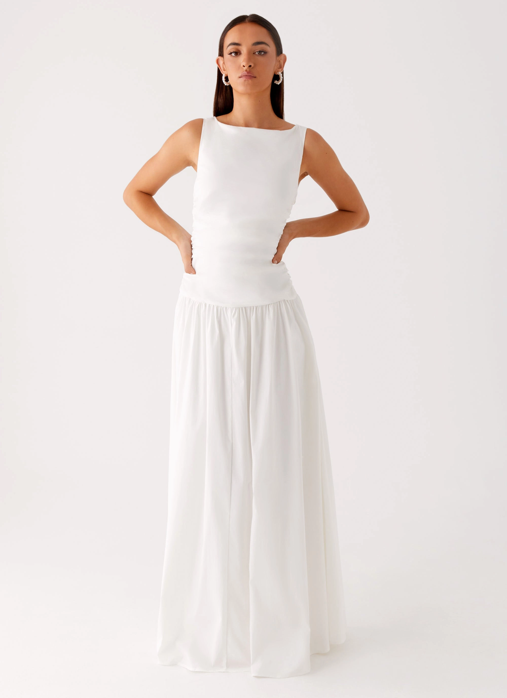 Refined Line Carmel High Neck Maxi Dress - White