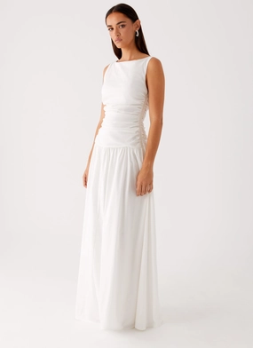 Silk Ensemble Carmel High Neck Maxi Dress - White Carmel High Neck Maxi Dress - White Practical-Style Formal Look