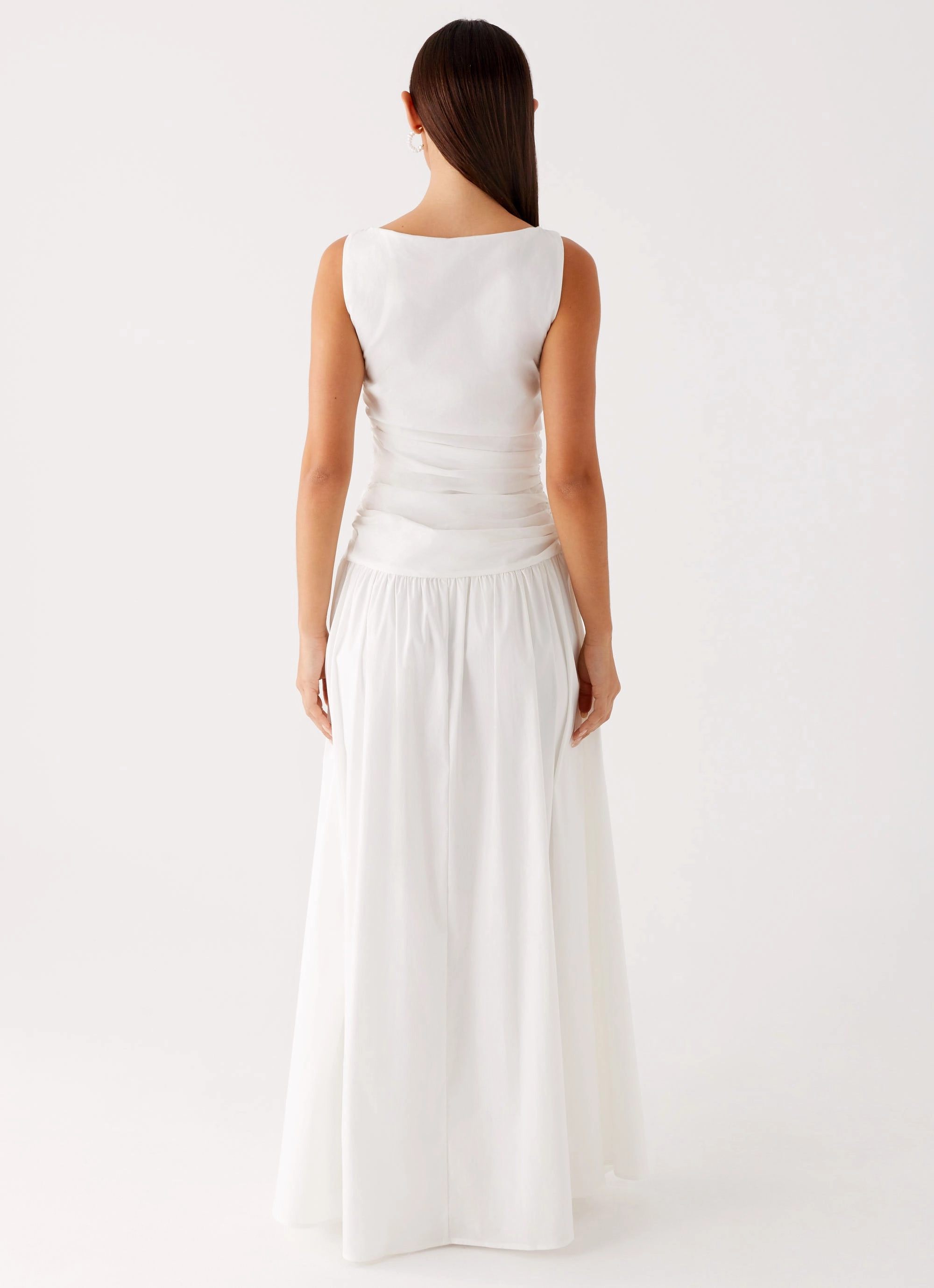 Carmel High Neck Maxi Dress - White Thermal-Lined