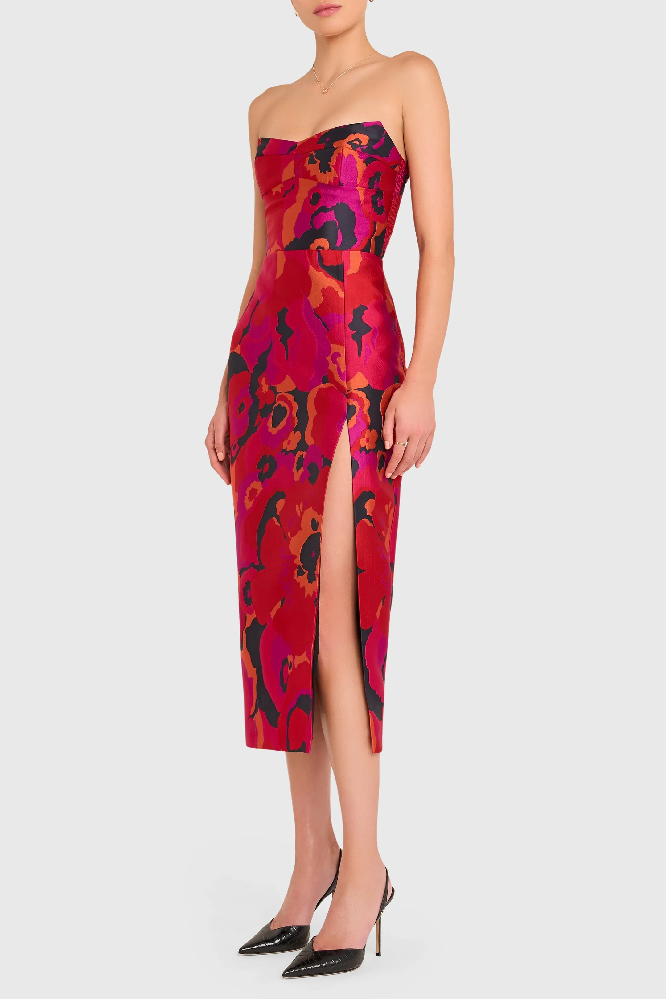 Ivy Midi Dress in Pink Multi Romantic Hour Comfort waistband