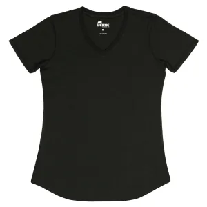 Simple Elegance Berne Black Cotton Blend Ladies Lightweight Performance V-Neck S/S Berne Black Cotton Blend Ladies Lightweight Performance V-Neck S/S Classic Wear Modern Appeal