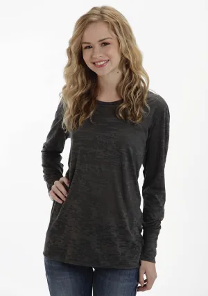 Simple Elegance Ouray Womens Grey 100% Cotton USA L/S Burnout T-Shirt Multi Season Piece Weekend Style Casual Parent Style Ouray Womens Grey 100% Cotton USA L/S Burnout T-Shirt