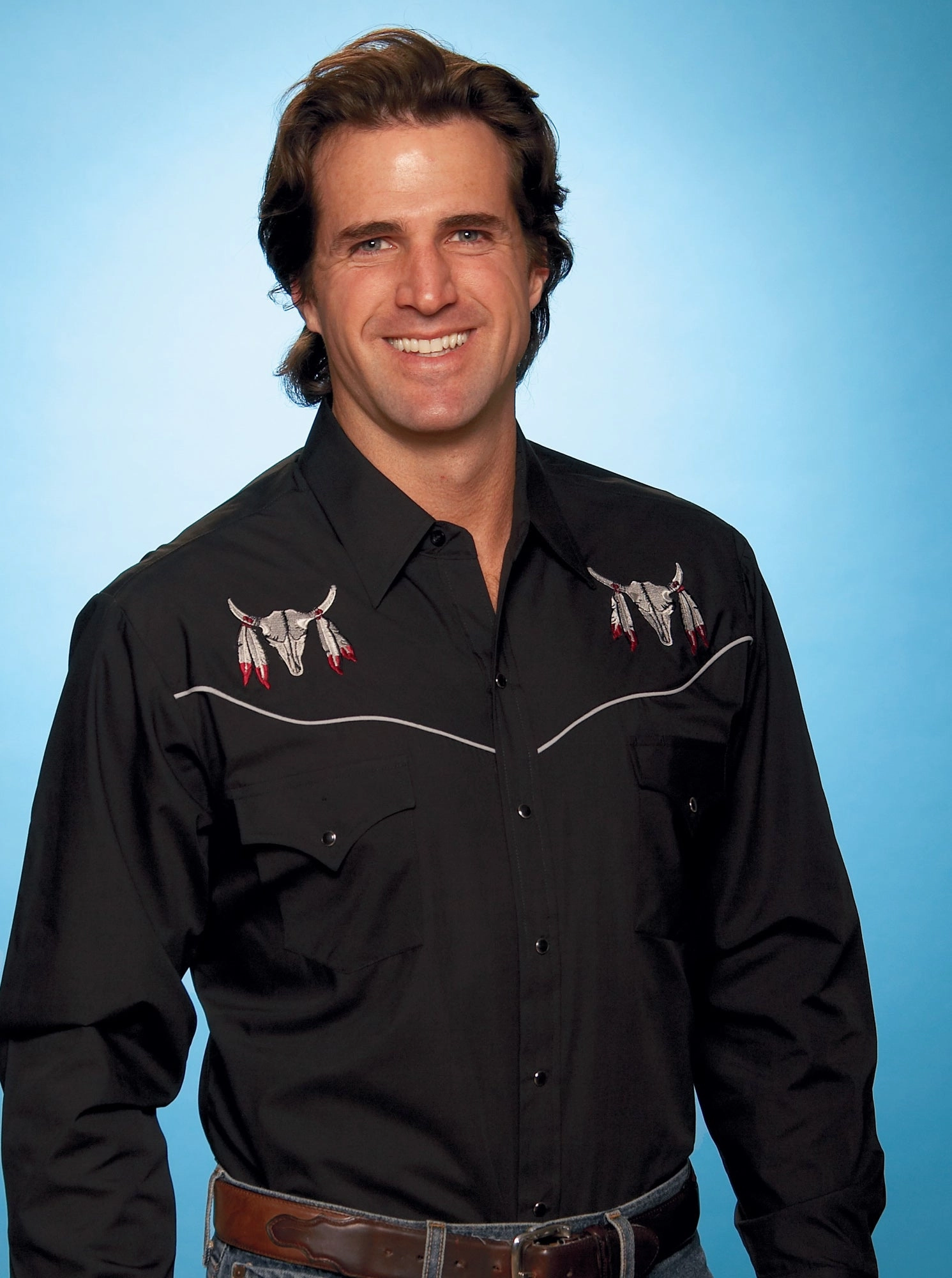 Ely & Walker Mens Skull Black Western Shirt L/S Poly/Cotton Trendsetting Simple Comfort
