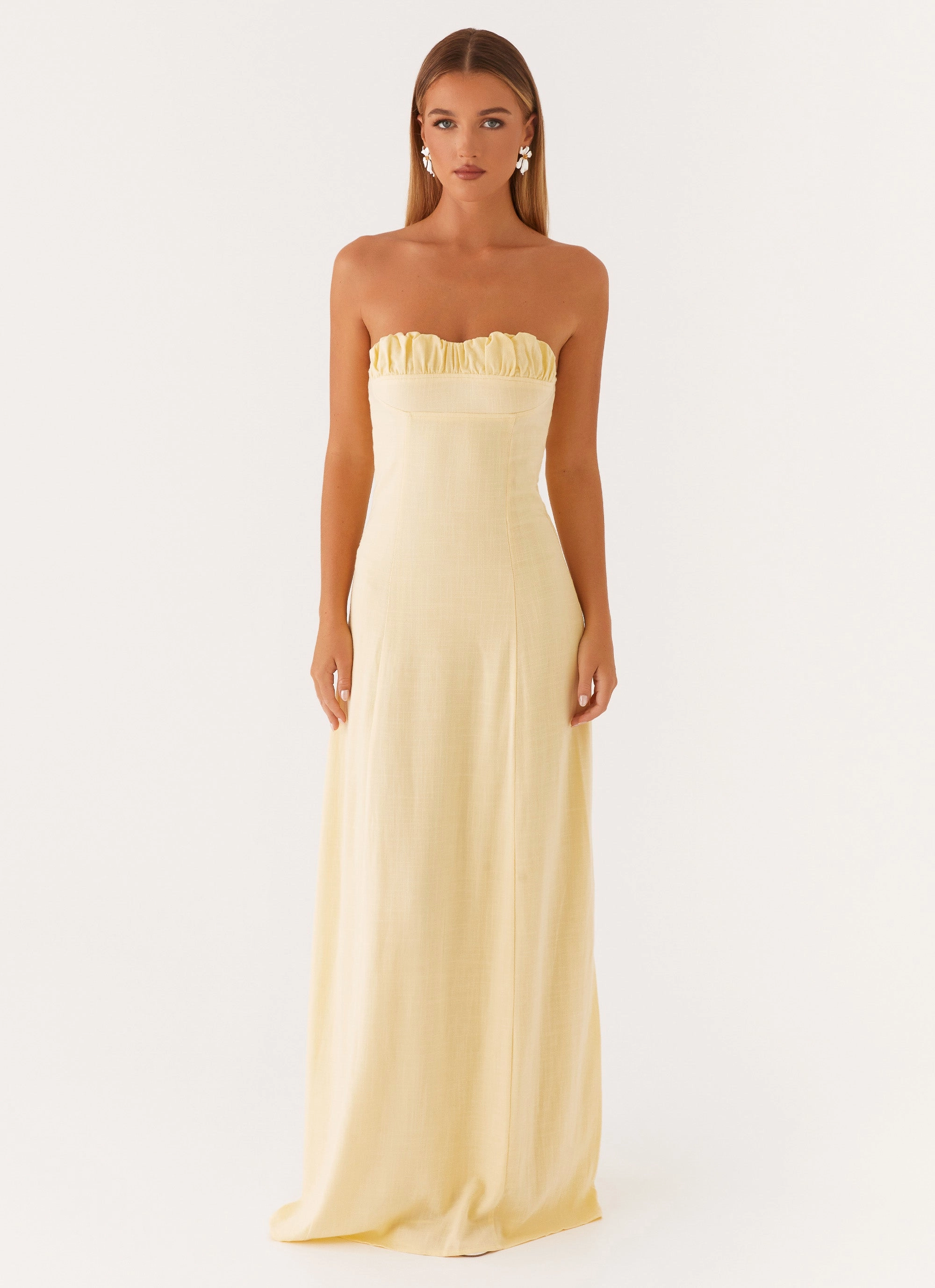 Tayla Linen Maxi Dress - Yellow Cool Elegance