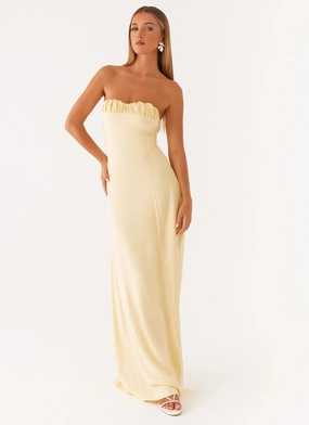 Simple Elegance Wear Tayla Linen Maxi Dress - Yellow Tayla Linen Maxi Dress - Yellow Beaded-Edge