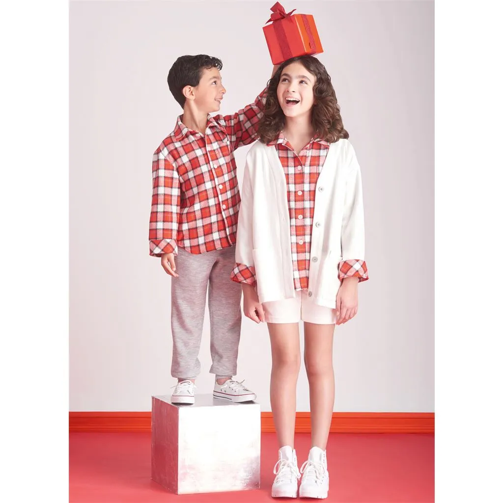 Simplicity Sewing Pattern S9691 Girls', Boys' and Adults' Lounge Shirt, Cardigan, Shorts and Joggers