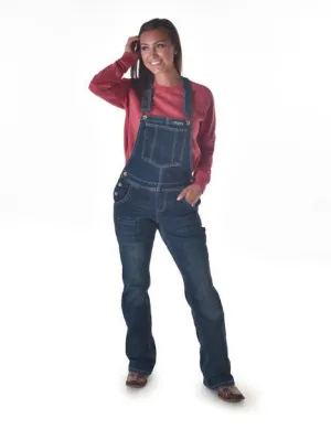Simply Comfortable Cowgirl Tuff Womens Double Down Flannel Dark Wash Cotton Blend Bib Overall True Fit Cowgirl Tuff Womens Double Down Flannel Dark Wash Cotton Blend Bib Overall