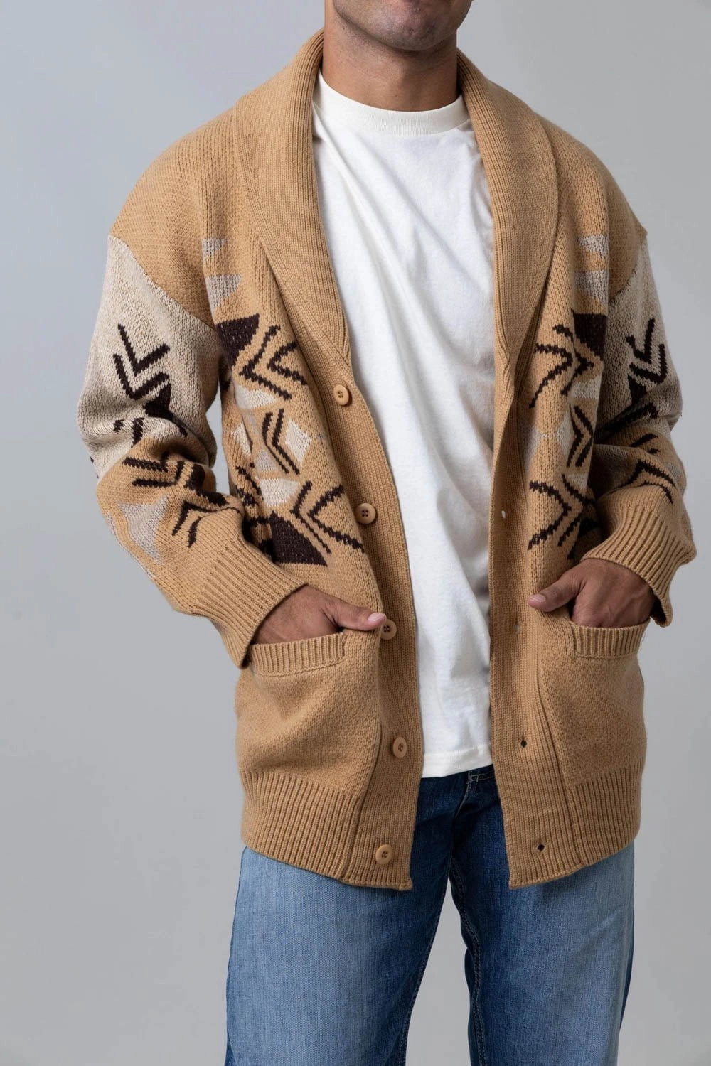 Kimes Ranch Mens Artesia WW Brown Wool Blend Cardigan Sweater Flexible Wear Warm Layers