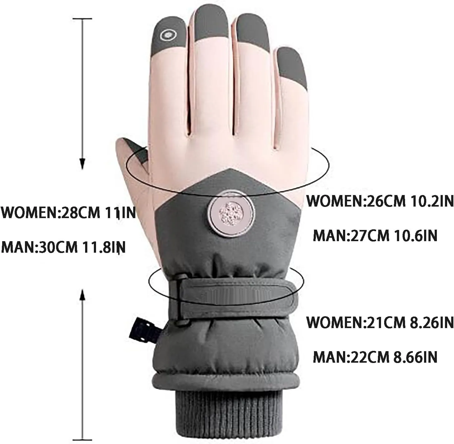 Ski Mittens for Women Men Windproof Ski Gloves Winter Warm Stretchy Snowboarding Gloves Womens Snow Gloves
