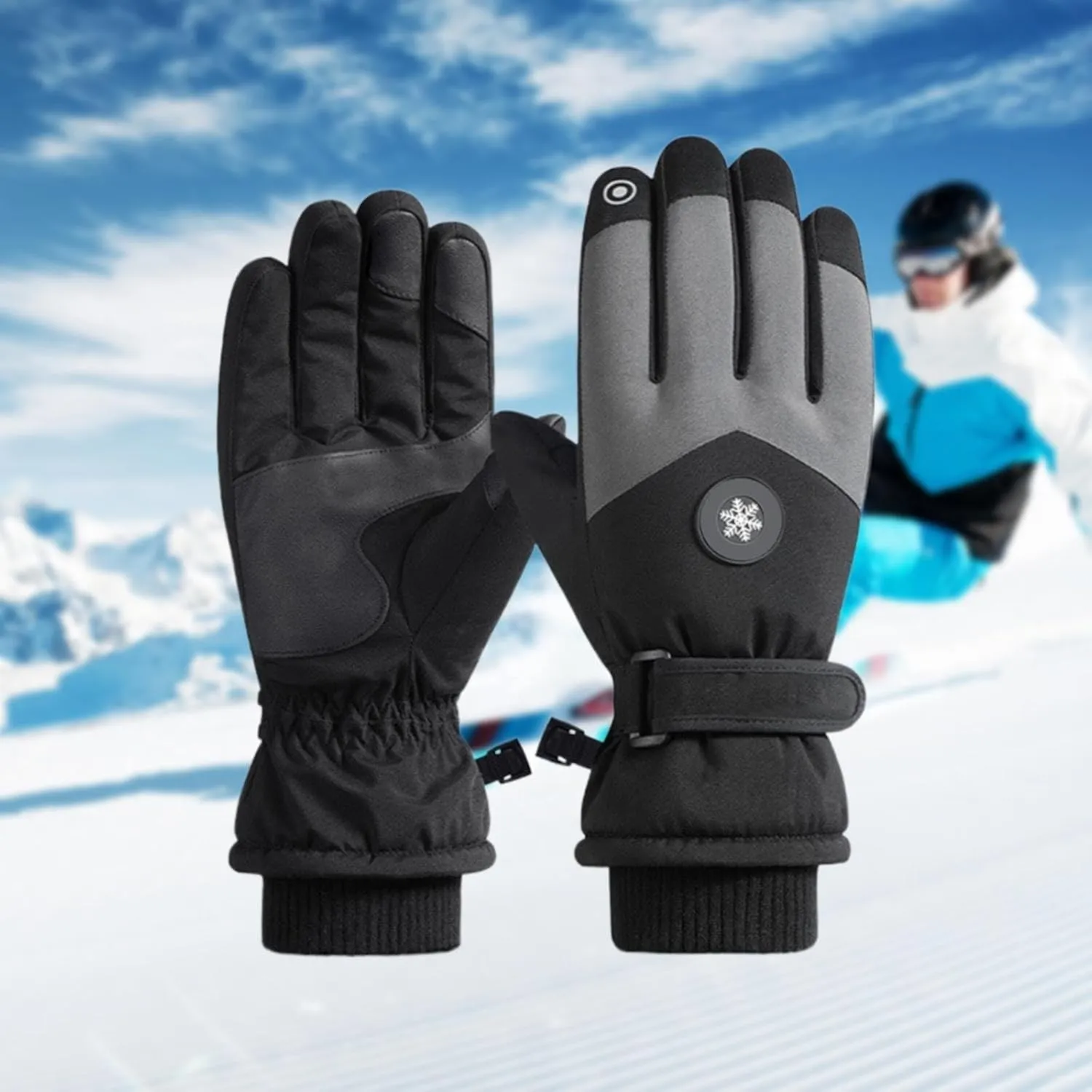 Ski Mittens for Women Men Windproof Ski Gloves Winter Warm Stretchy Snowboarding Gloves Womens Snow Gloves