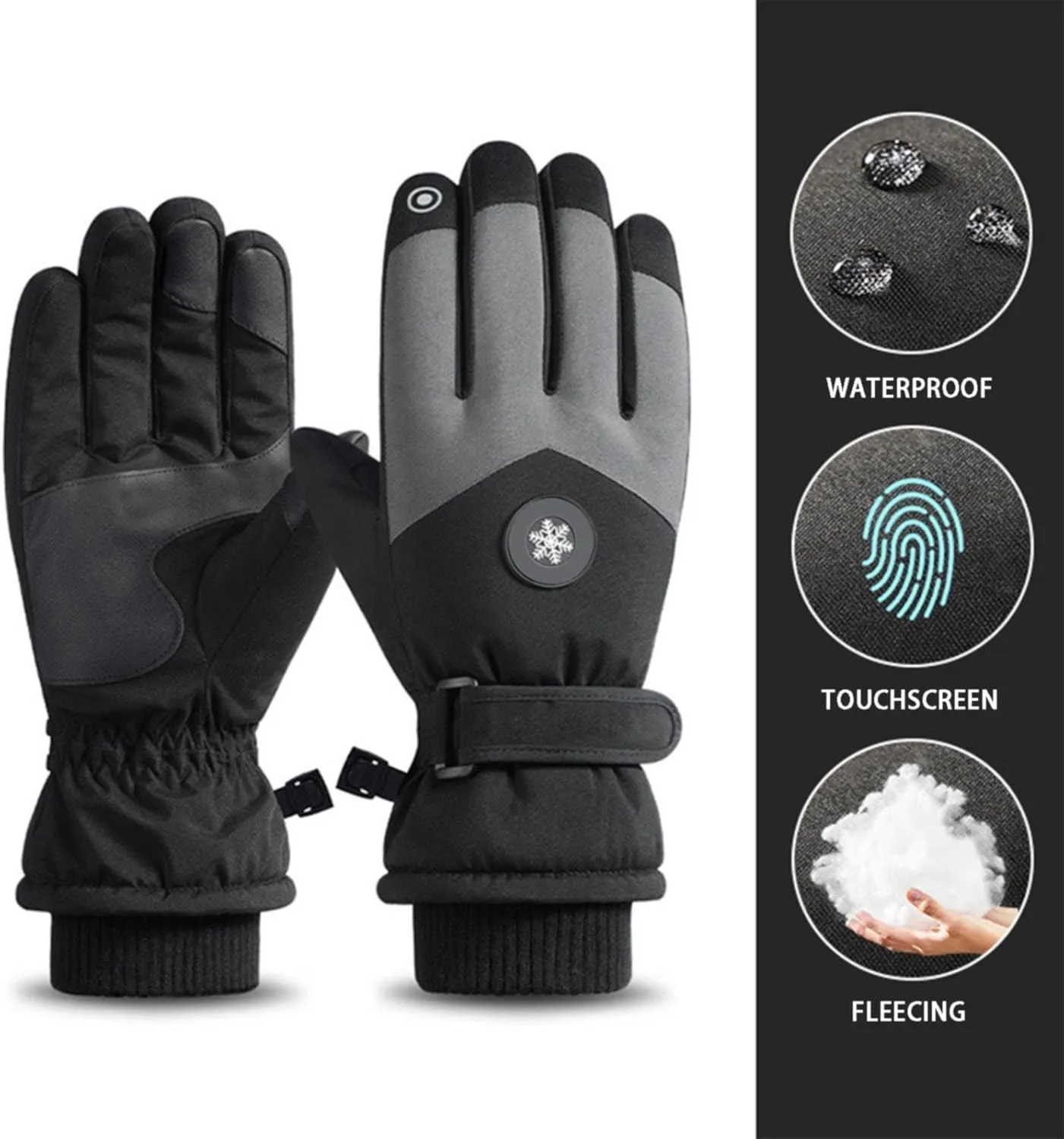 Ski Mittens for Women Men Windproof Ski Gloves Winter Warm Stretchy Snowboarding Gloves Womens Snow Gloves