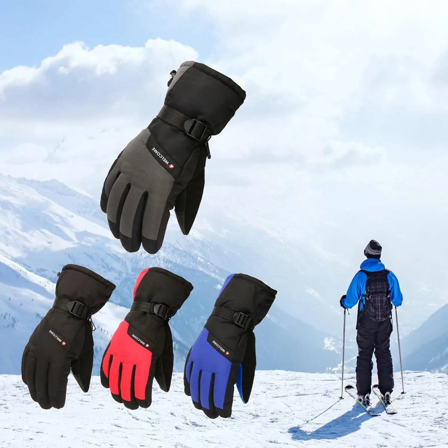 Ski Snow Gloves for Men Women Men's Skiing Snowboarding Mitten Windproof Winter Mittens Thermal Snowboard Glove