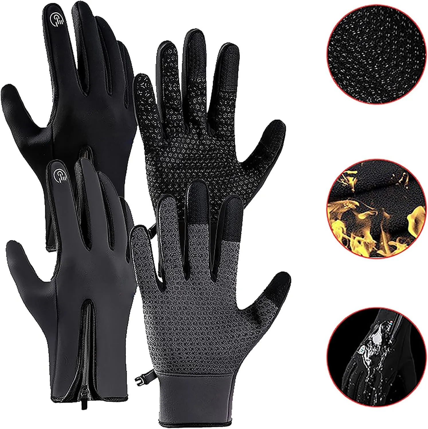 Ski Snow Gloves Winter Warm Windproof Touchscreen Men Women Mens Gloves for Cold Weather Thermal Gloves