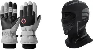 Ski Trip Accessories - Ski Gloves for Men Women Waterproof Winter Thermal Gloves for Cold Weather, Balaclava Ski Mask Full Face Motorcycle Head Cover