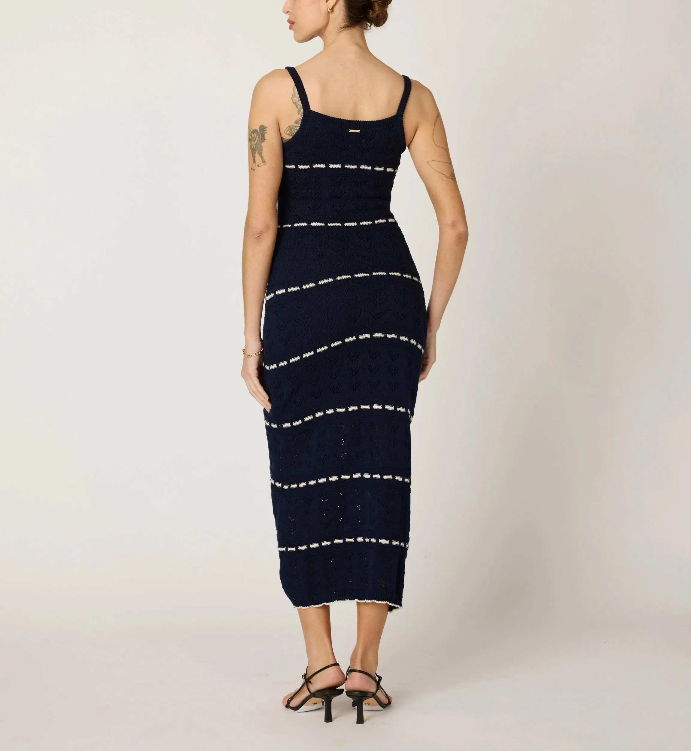 Skylar Midi Dress | Dark Blue/Ivory urban vibe Easy Mood