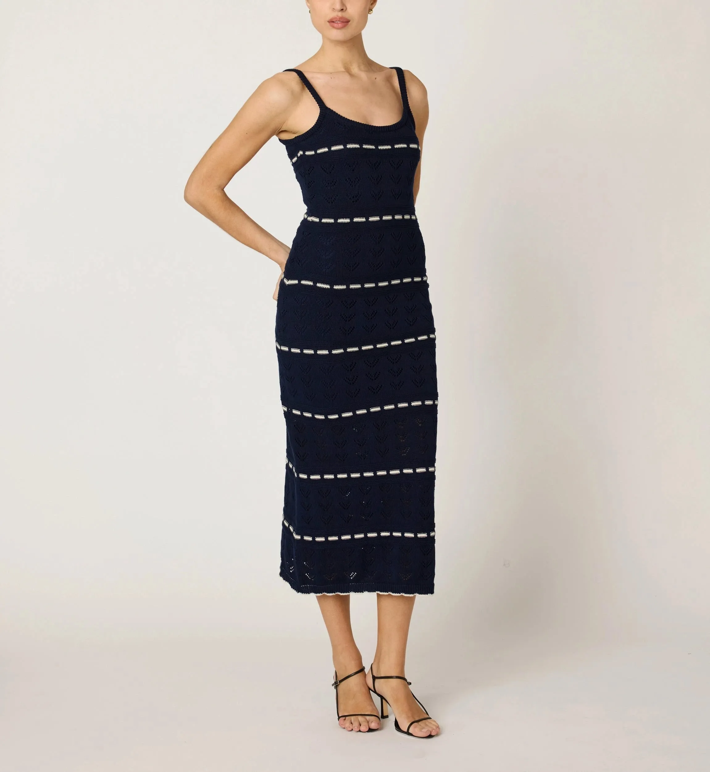 Skylar Midi Dress | Dark Blue/Ivory Light Elegance