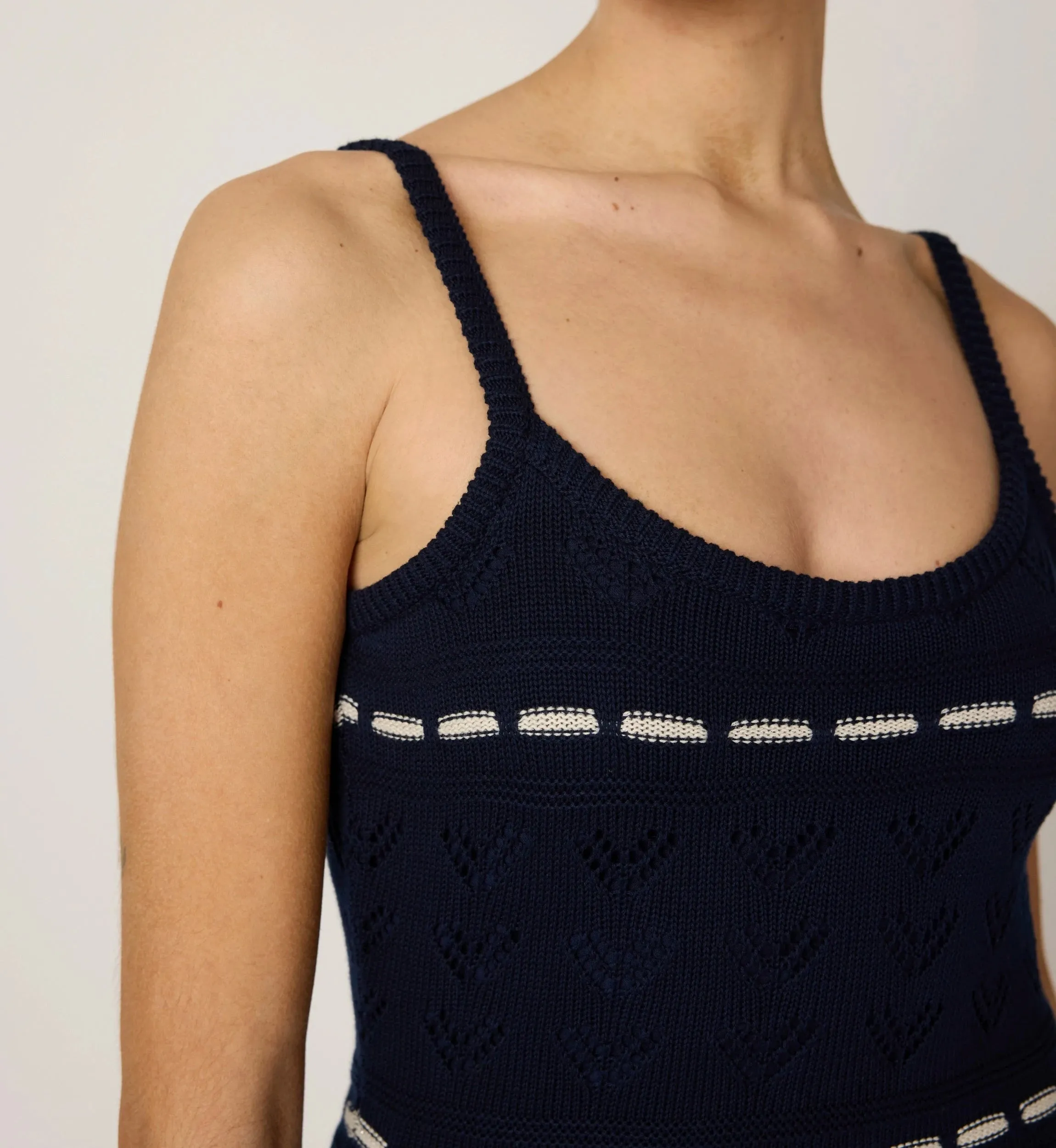 Skylar Midi Dress | Dark Blue/Ivory EcoFriendlyDye