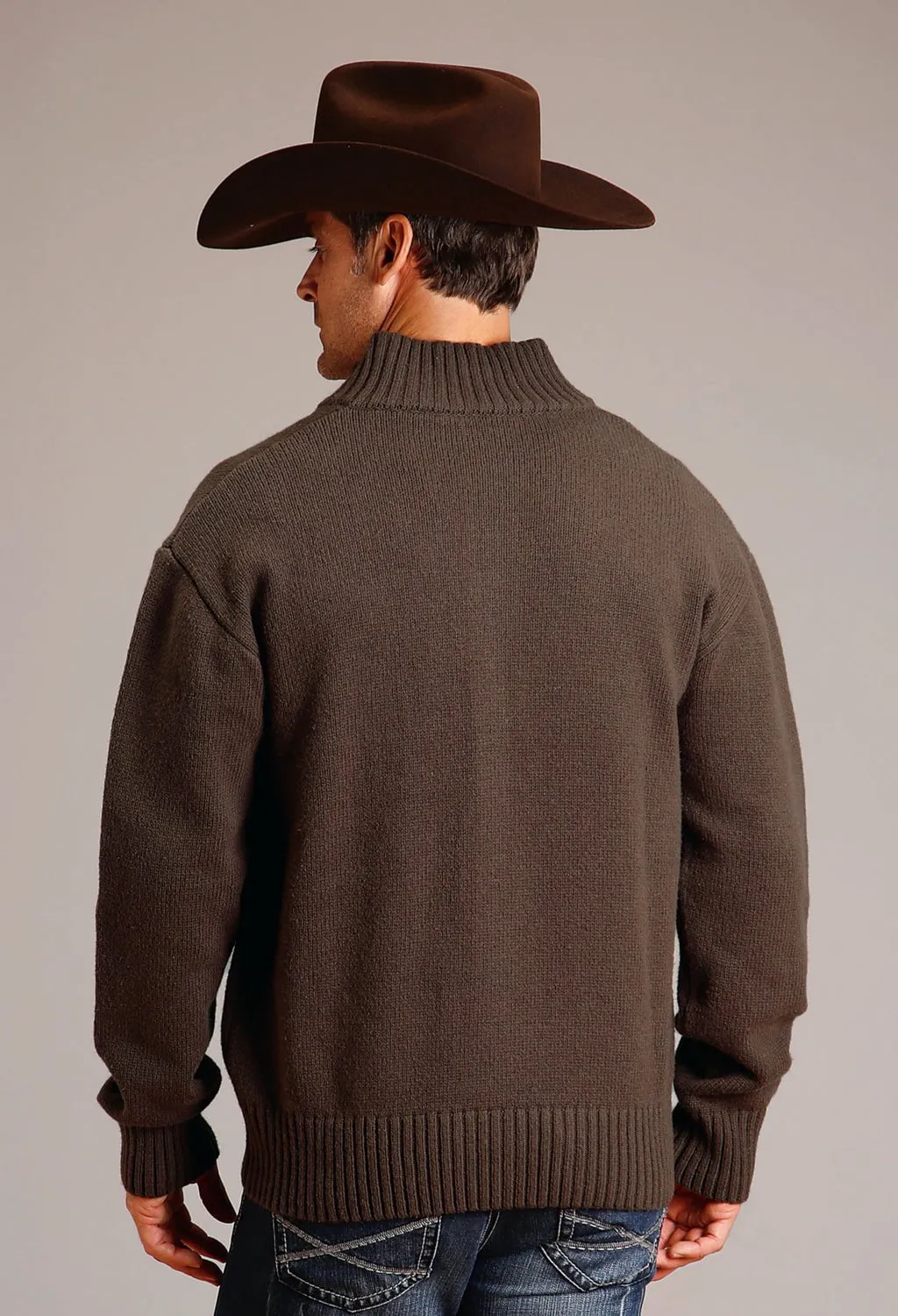 Stetson Mens Ombre Border Stripe Grey Wool Blend Cardigan Sweater Camping Essential