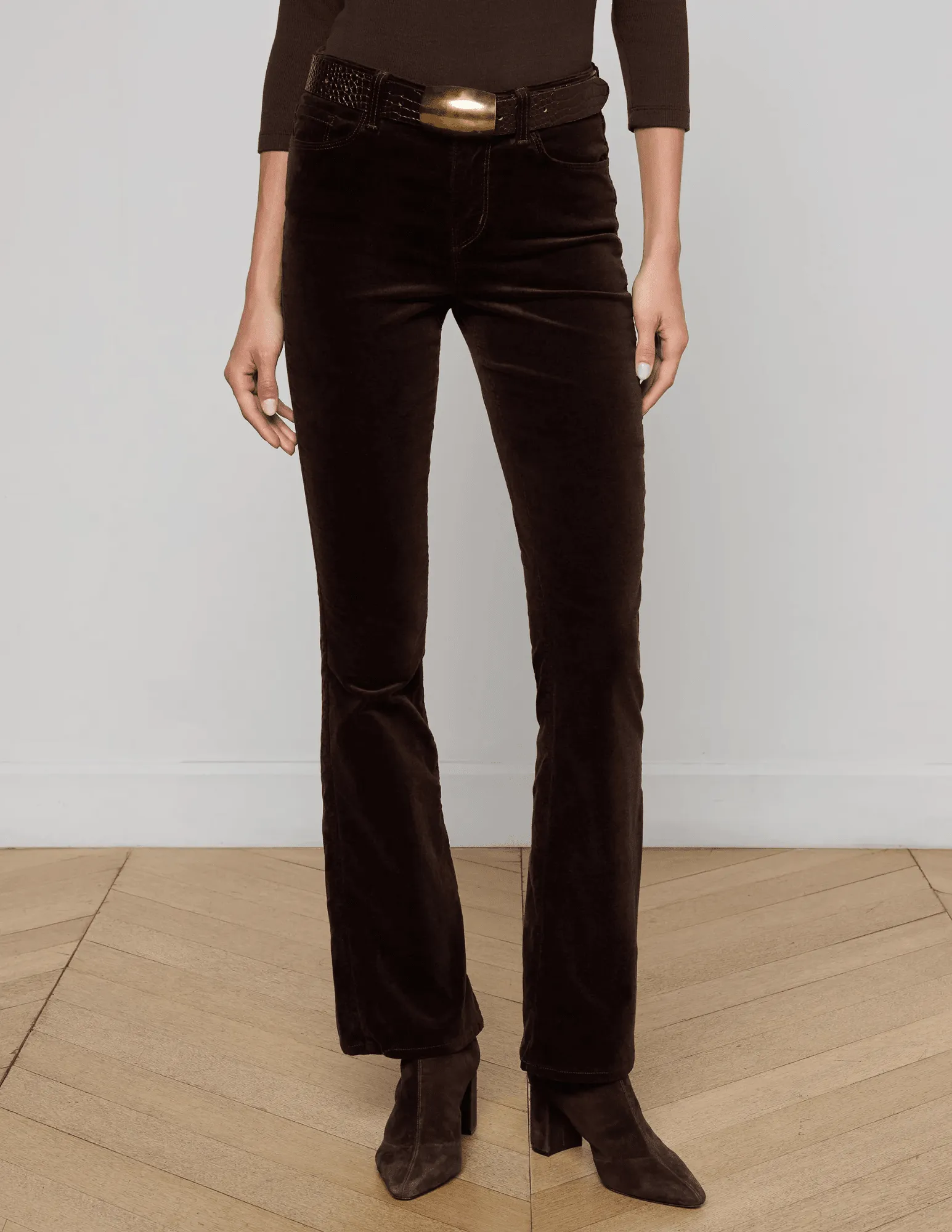 L'AGENCE Stevie Velvet Jeans in Coffee Bean Day Ready