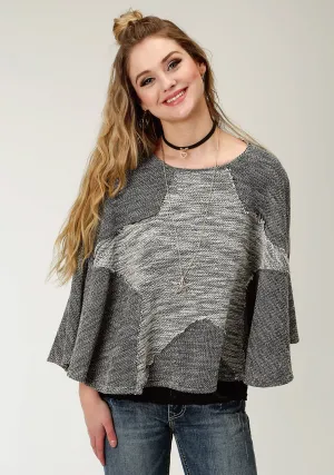 Sleek Appearance Roper Womens Black/White 100% Cotton Star-Shaped Poncho Roper Womens Black/White 100% Cotton Star-Shaped Poncho Sustainable Student Outfit Nature Lover