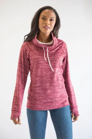 Sleek Craft Kimes Ranch Womens Tonopah Pullover Dark Red Heather 100% Polyester Hoodie Odor Control Tech Chill Comfort Kimes Ranch Womens Tonopah Pullover Dark Red Heather 100% Polyester Hoodie