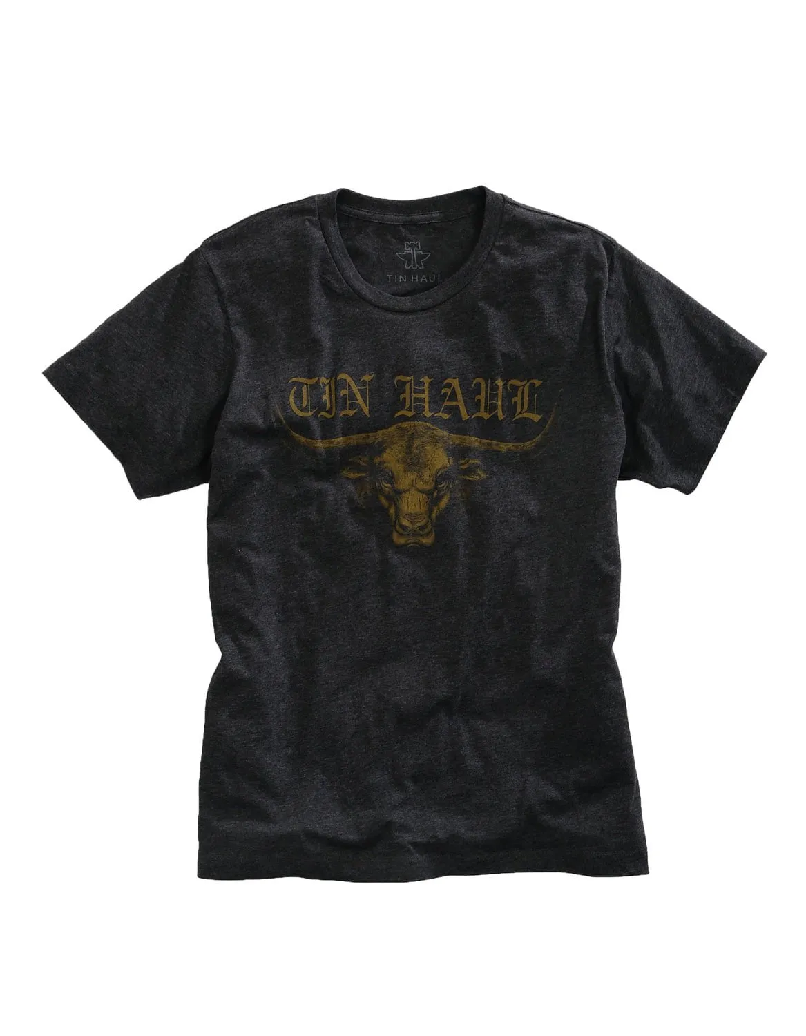 Sustainable Design Modern Appeal Tin Haul Mens Black 100% Cotton Bull Staring S/S T-Shirt