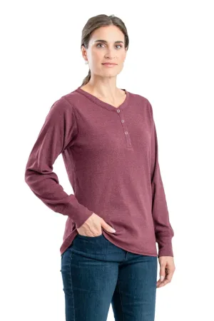 Sleek Silhouette Berne Maroon Cotton Blend Womens Heavyweight Rib Knit Henley L/S Berne Maroon Cotton Blend Womens Heavyweight Rib Knit Henley L/S Stylish Element Perfect Layering