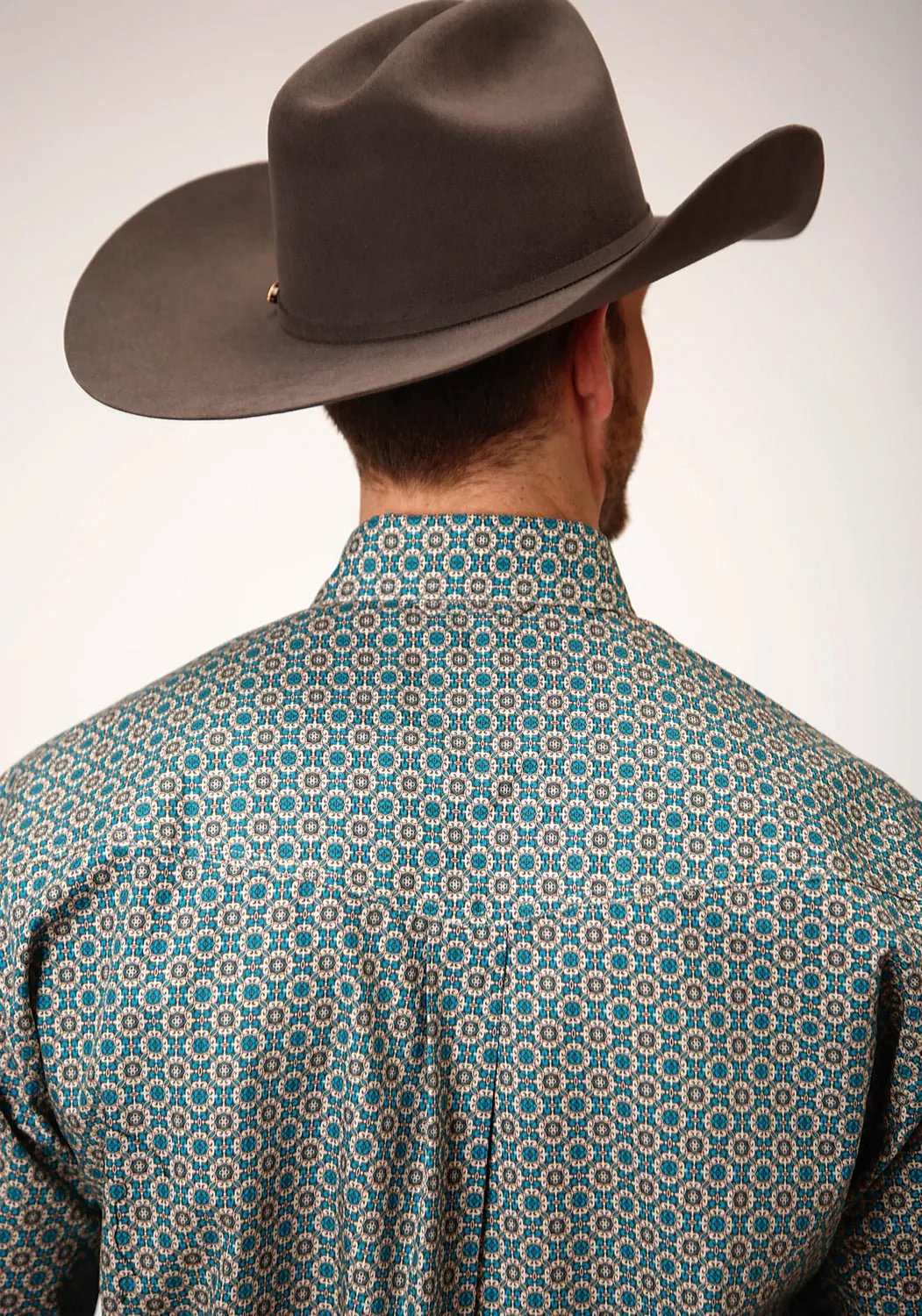 Casual Fit Roper Mens Teal 100% Cotton Foulard BD L/S Amarillo Shirt