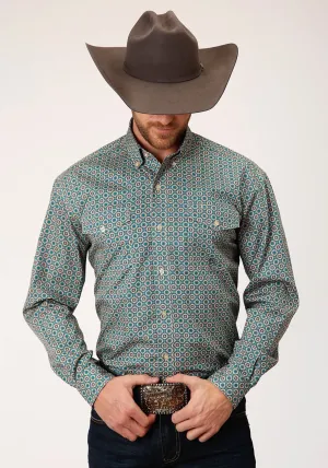 Sleek Silhouette Roper Mens Teal 100% Cotton Foulard BD L/S Amarillo Shirt Roper Mens Teal 100% Cotton Foulard BD L/S Amarillo Shirt Vibrant Hue