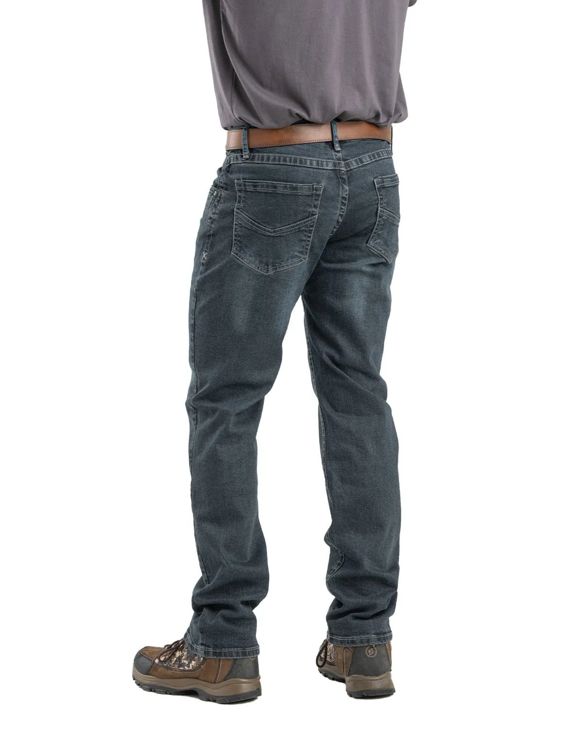 Berne Mens Highland Flex Relaxed Fit Straight Leg Limestone Cotton Blend Jeans Textured Bold Layer Friendly Piece