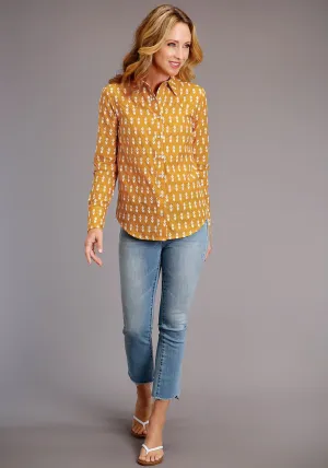 Sleek Wash Stetson Womens Yellow 100% Cotton Aztec Schiffli L/S Shirt Outfit Ease Stetson Womens Yellow 100% Cotton Aztec Schiffli L/S Shirt