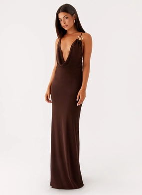 Sleek and Elegant Wear Game Player Maxi Dress - Chocolate Game Player Maxi Dress - Chocolate Elegant Layering relaxed shape