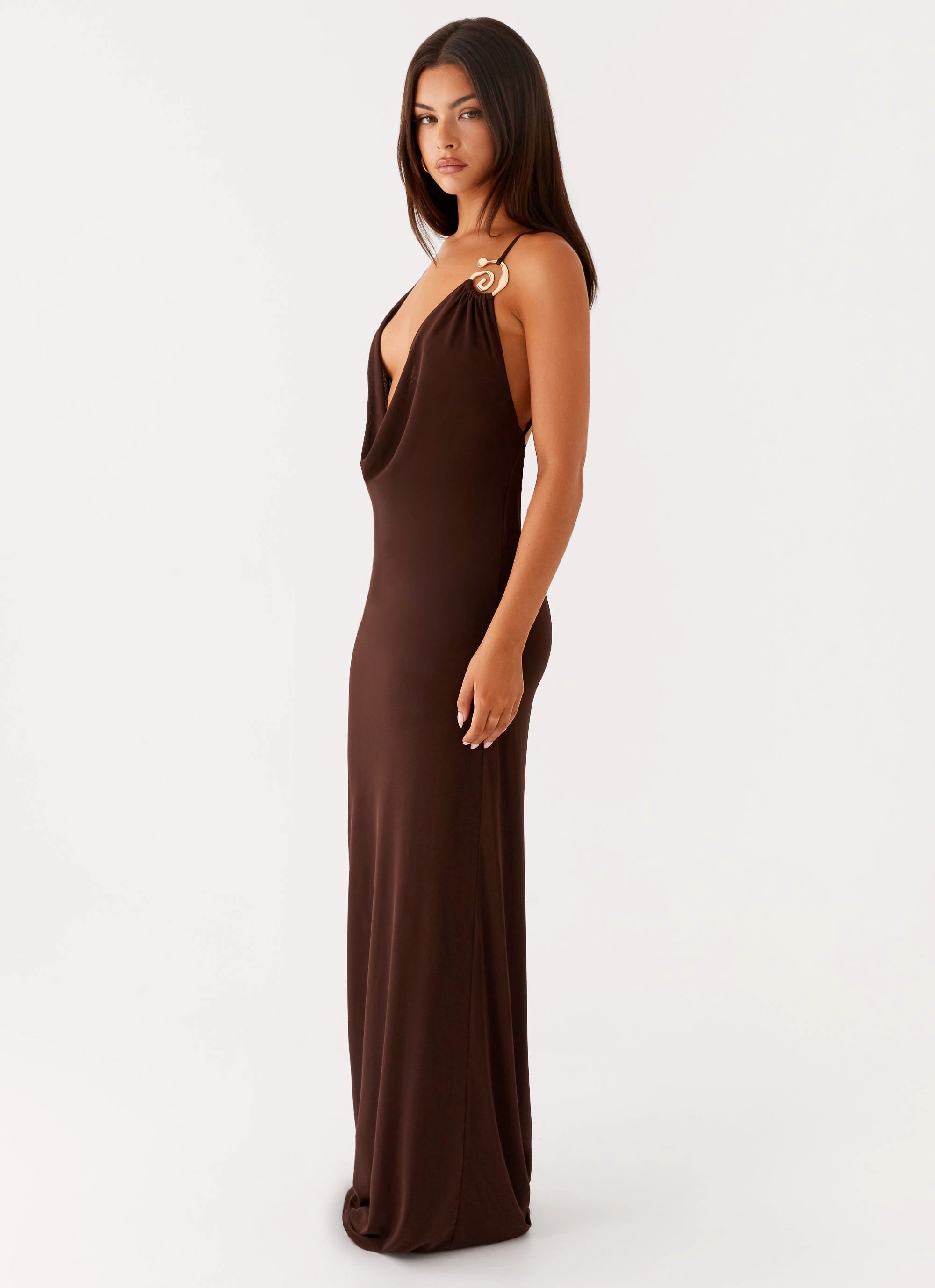 Festival Mood Sculpted Detail Game Player Maxi Dress - Chocolate