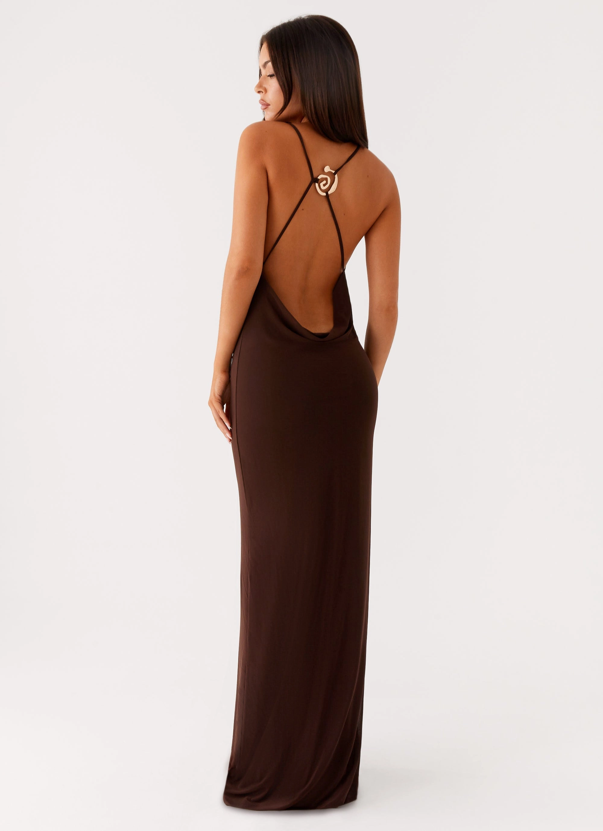 Formal Aura Game Player Maxi Dress - Chocolate