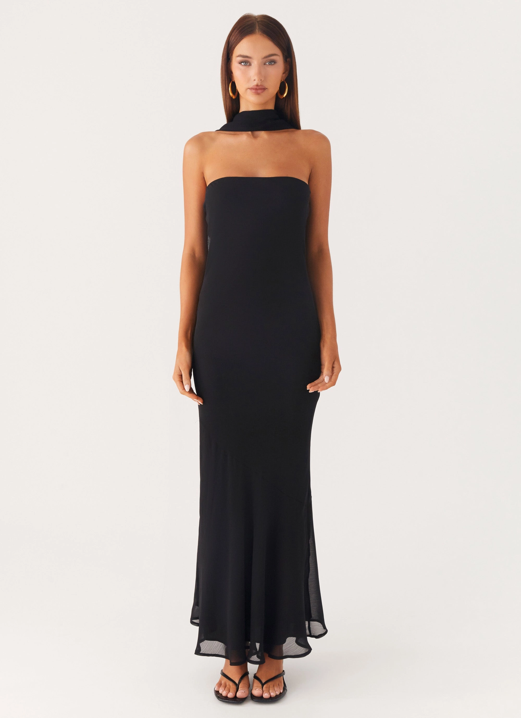 Under the Pagoda Maxi Dress - Black Polished Tailoring Fashionable Cut